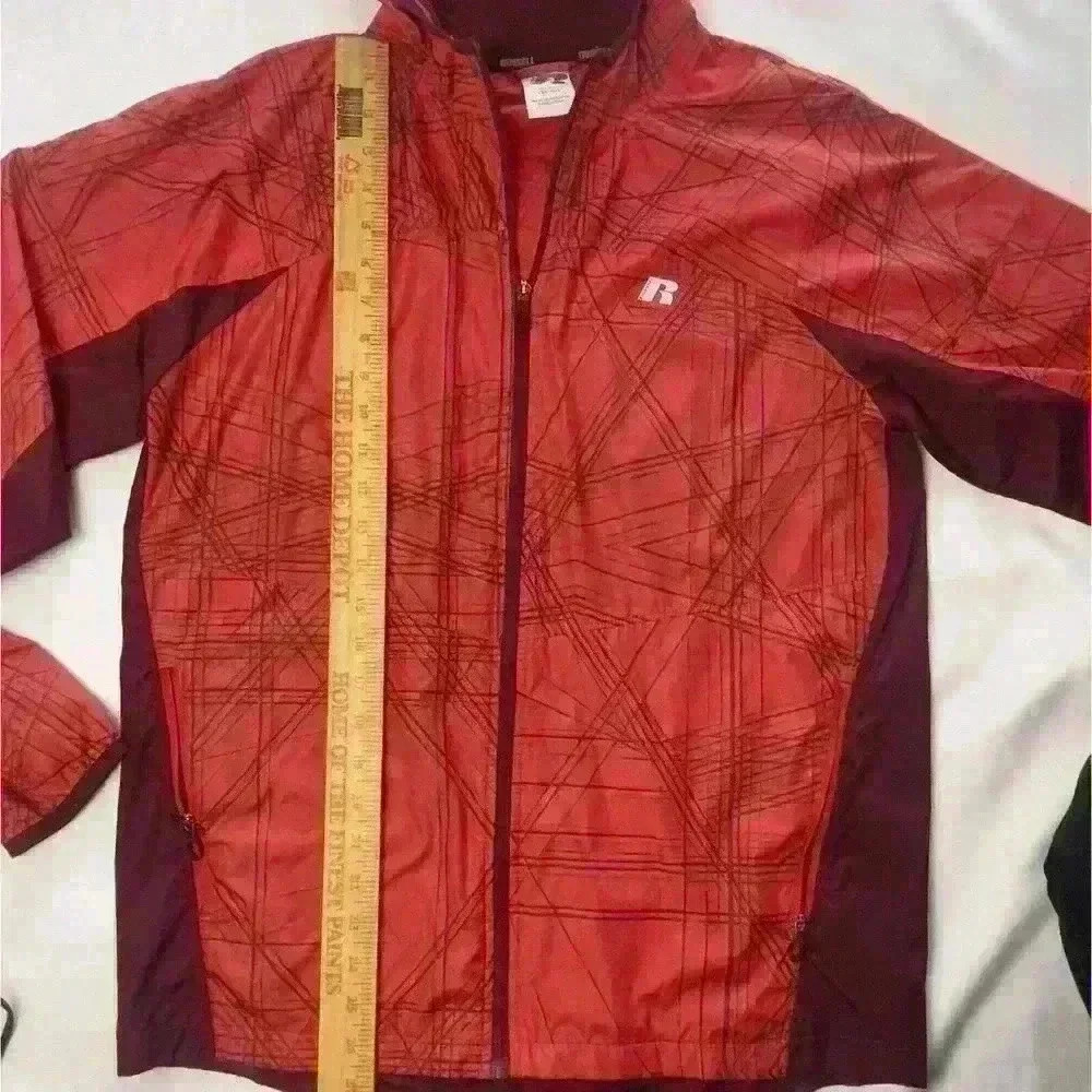 Russell Mens Track jacket Full Zip Windbreaker Sports coat‎ Red Athletic Small​ - Picture 9 of 16